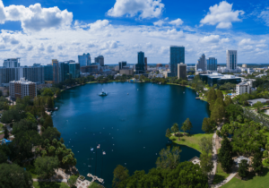 Overhead view of Lake Eola Park in Downtown Orlando