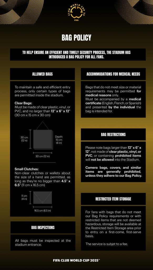 FIFA Club World Cup Bag Policy