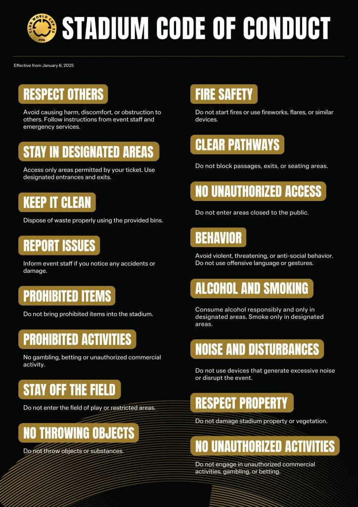 FIFA Club World Cup Stadium Code of Conduct